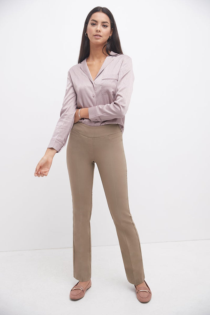 rekucci Pull-on bootcut work pants oatmeal