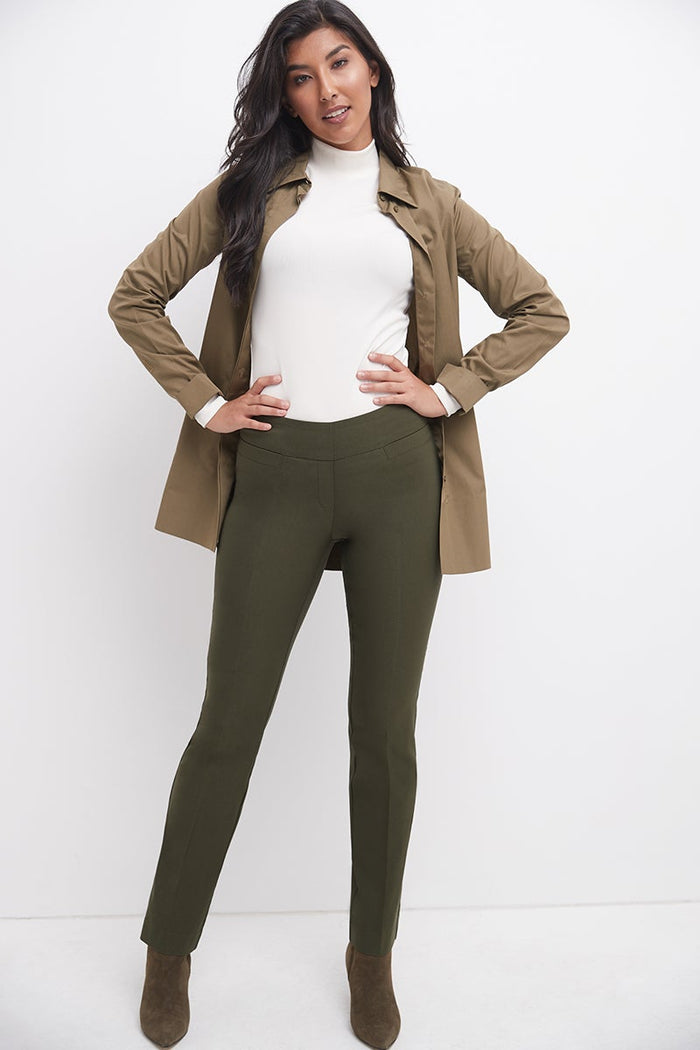 rekucci Pull-on bootcut work pants olive