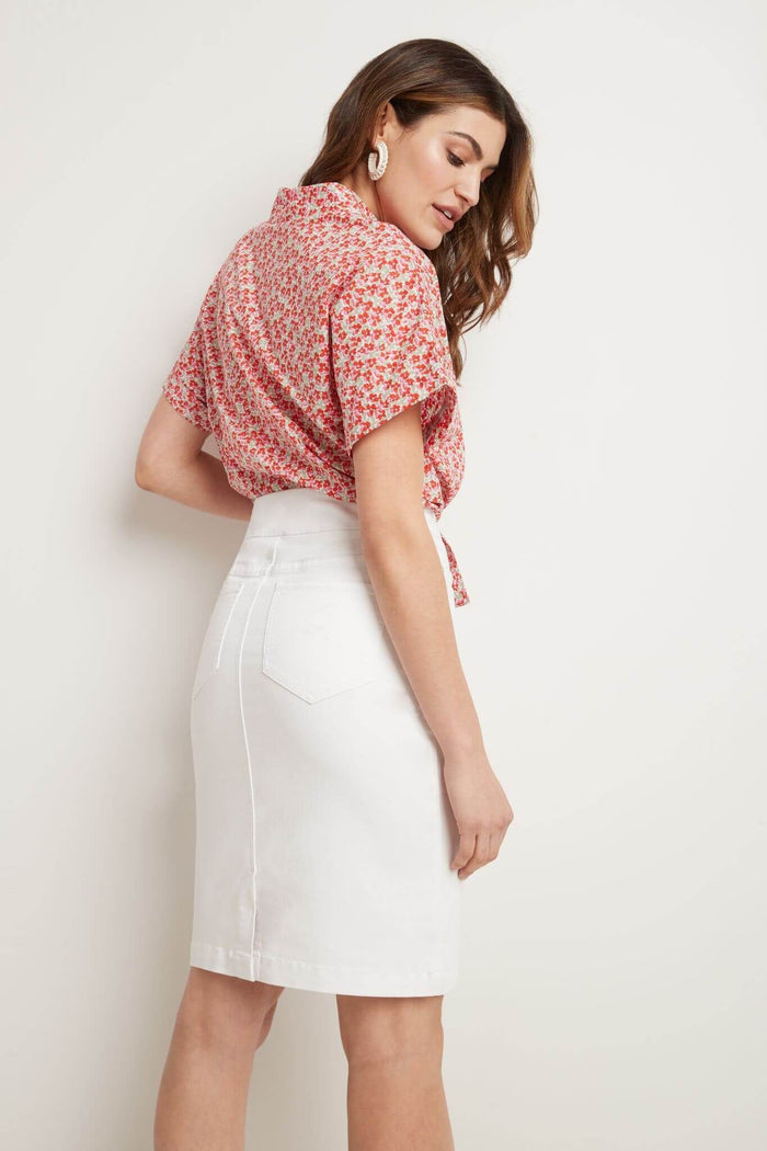 Rekucci Pull-on Denim Skirt With 5 Pockets White