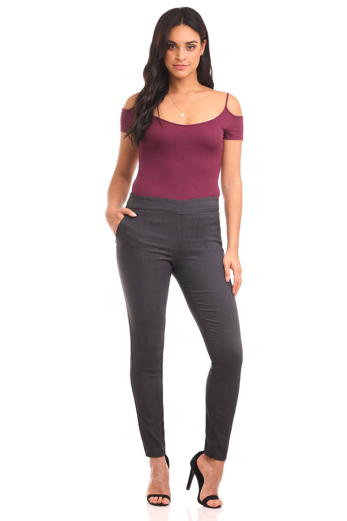 Rekucci Pull-on Skinny Pants Charcoal-texture