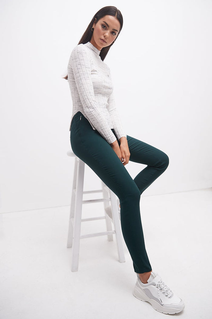 Rekucci Pull-on Skinny Pants Hunter-green