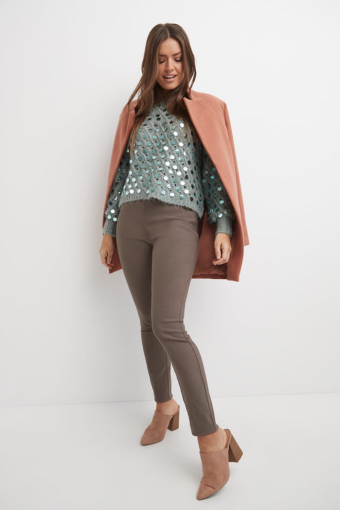 Rekucci Pull-on Skinny Pants Mocha