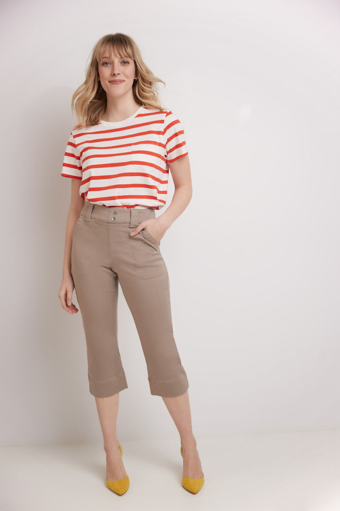 Rekucci Rekucci Women's Easy Fit Jean Capri Khaki