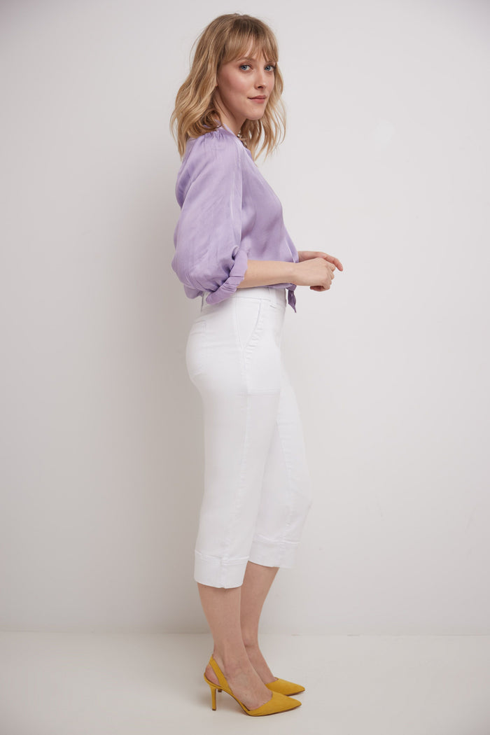 Rekucci Rekucci Women's Easy Fit Jean Capri White