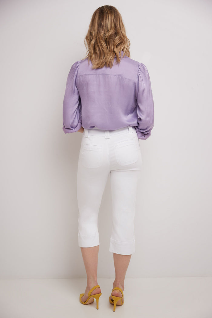 Rekucci Rekucci Women's Easy Fit Jean Capri White