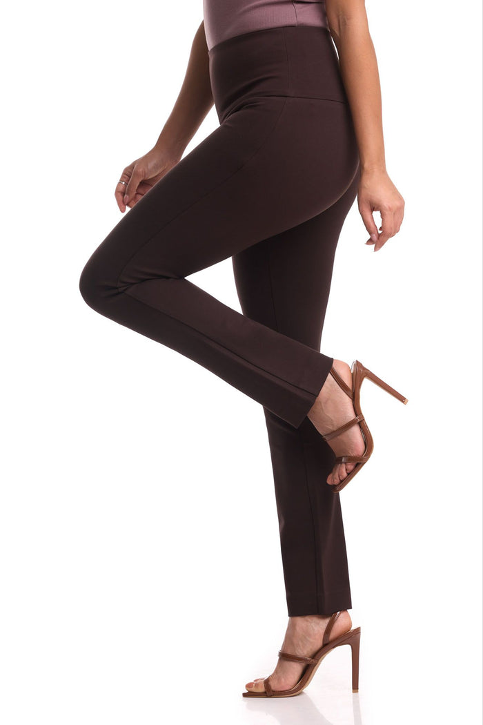 rekucci Rekucci Secret Figure Slim Leg Pant with Wide Waist brown