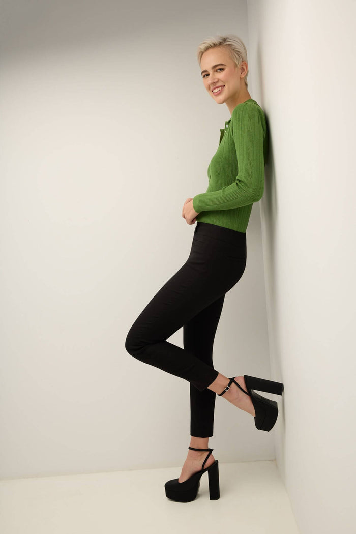 Rekucci Skinny Ankle Pants With Snaps Black