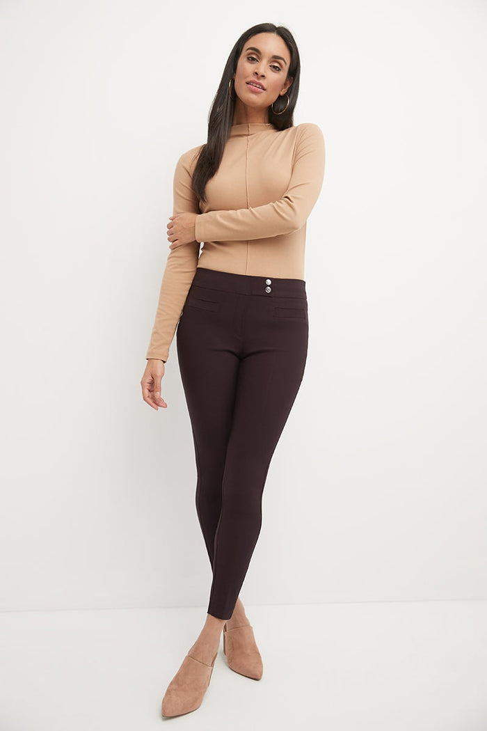rekucci Skinny ankle pants with snaps cassis