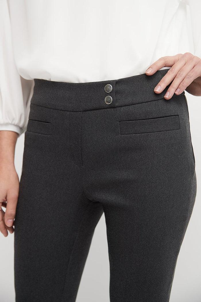 Rekucci Skinny Ankle Pants With Snaps Dk-charcoal