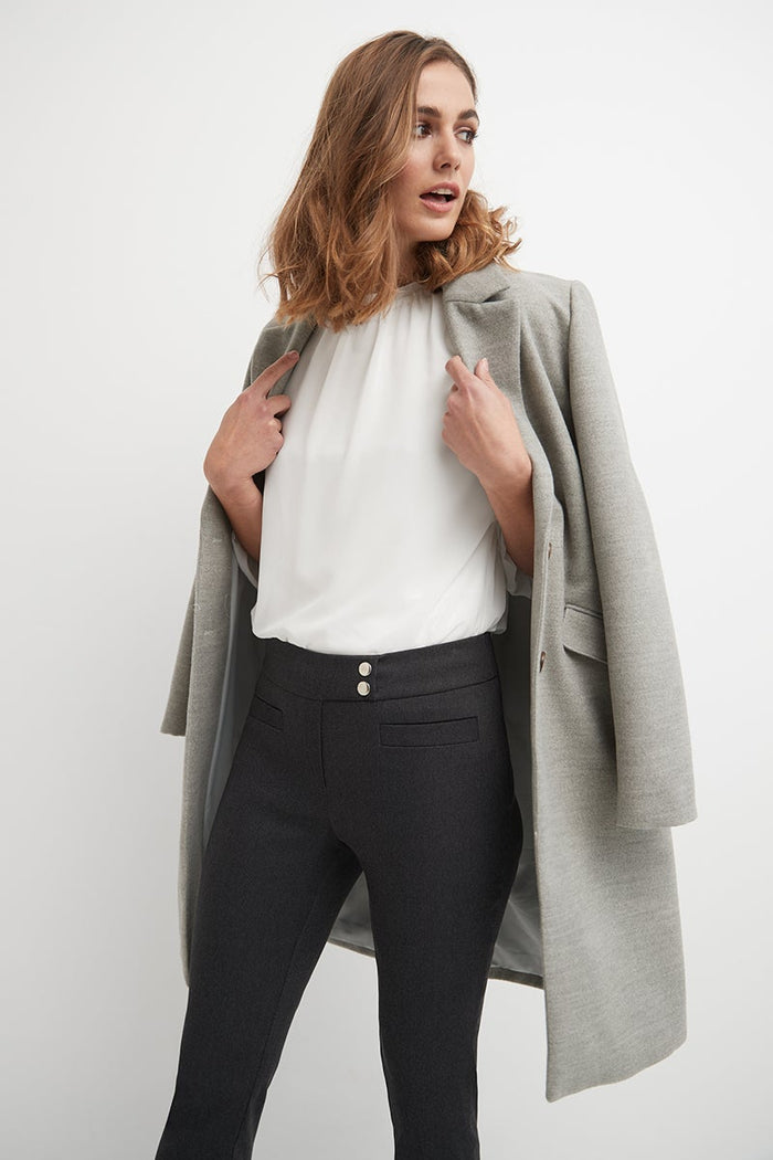 Rekucci Skinny Ankle Pants With Snaps Dk-charcoal