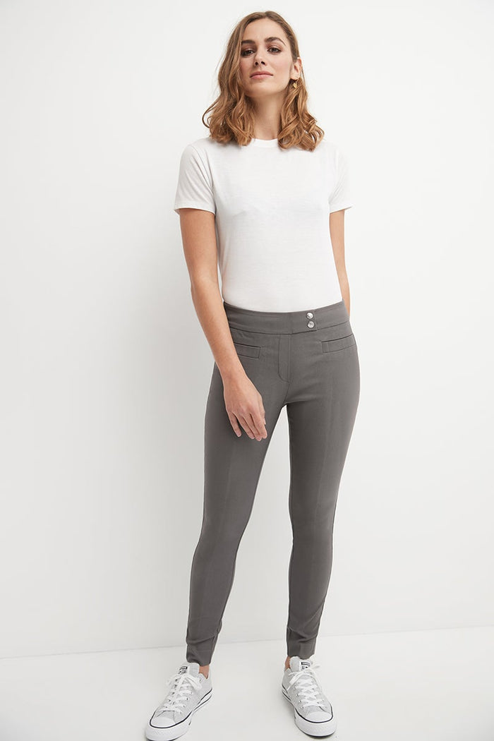 Rekucci Skinny Ankle Pants With Snaps Graphite
