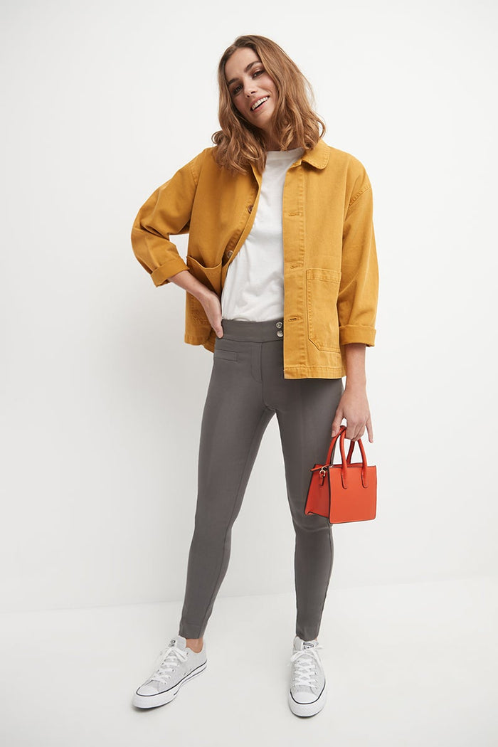 rekucci Skinny ankle pants with snaps graphite