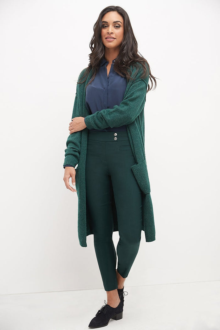 Rekucci Skinny Ankle Pants With Snaps Hunter-green