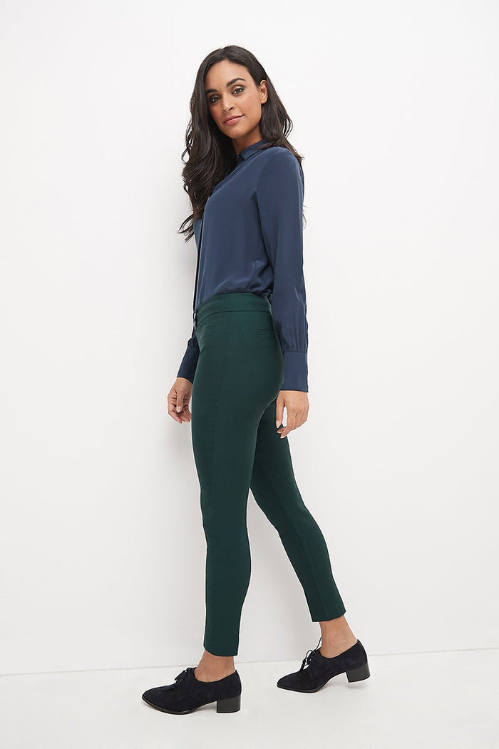 Rekucci Skinny Ankle Pants With Snaps Hunter-green