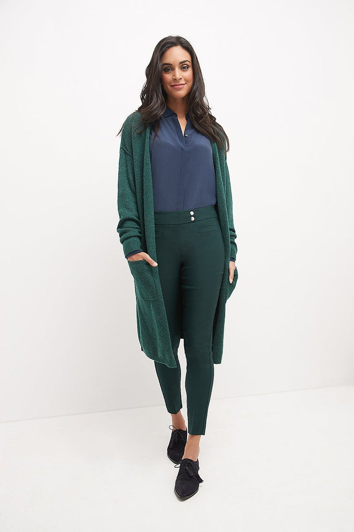 rekucci Skinny ankle pants with snaps hunter-green