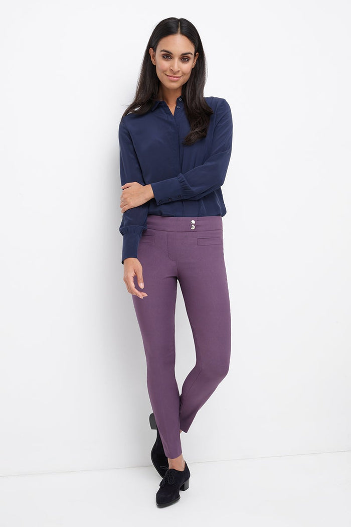 rekucci Skinny ankle pants with snaps mauve