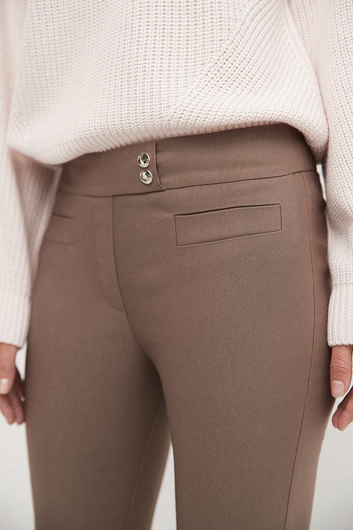 Rekucci Skinny Ankle Pants With Snaps Mocha