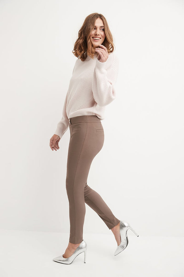 Rekucci Skinny Ankle Pants With Snaps Mocha