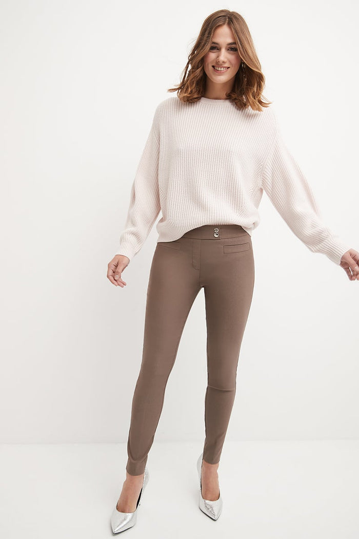 Rekucci Skinny Ankle Pants With Snaps Mocha
