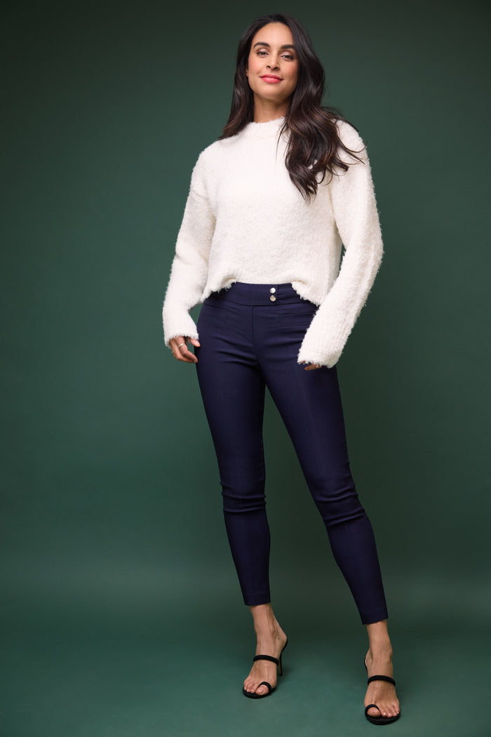 Rekucci Skinny Ankle Pants With Snaps Navy