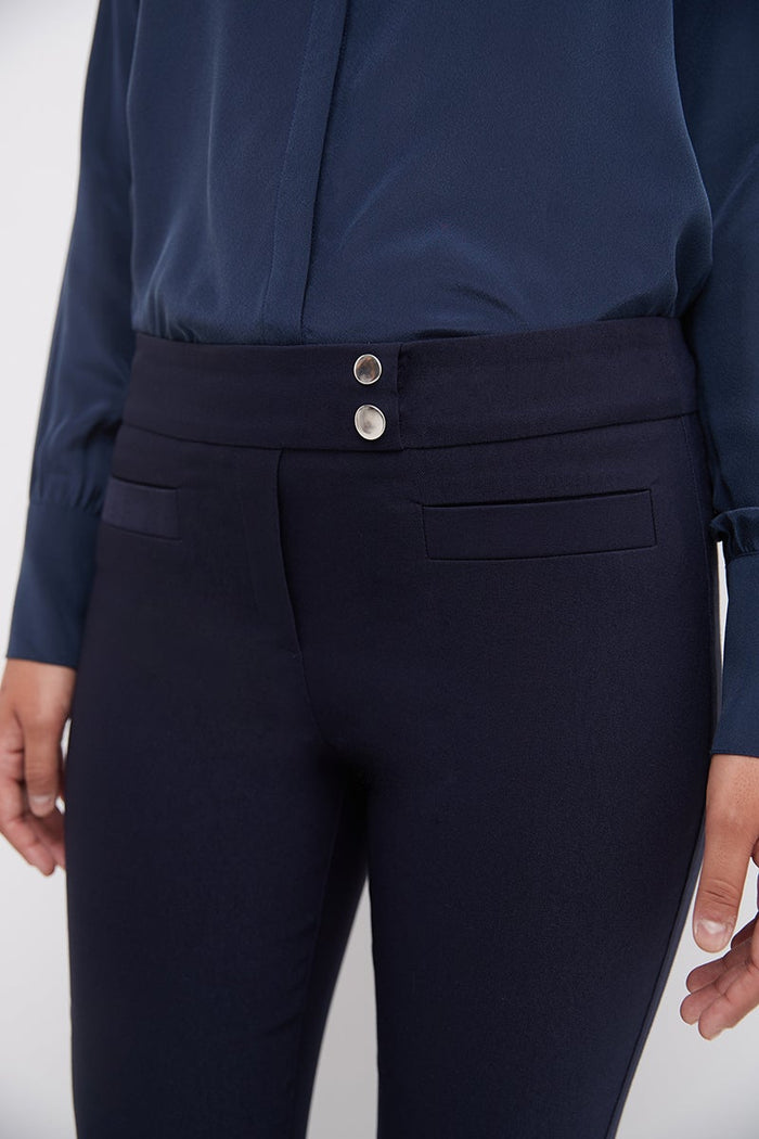 Rekucci Skinny Ankle Pants With Snaps Navy