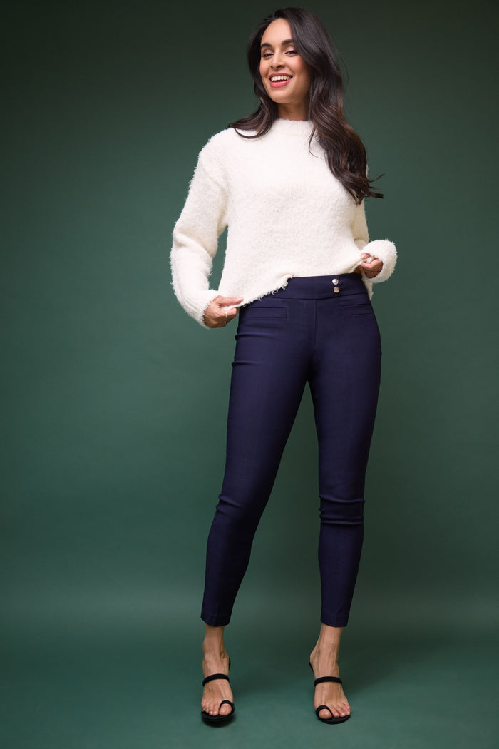 rekucci Skinny ankle pants with snaps navy