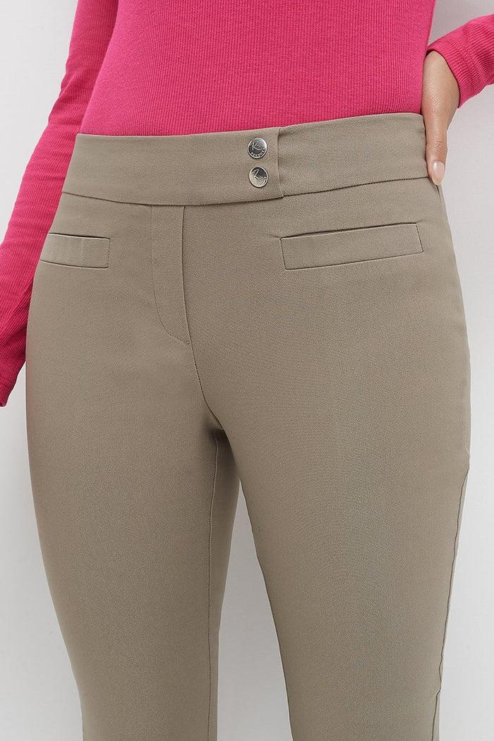 Rekucci Skinny Ankle Pants With Snaps Oatmeal