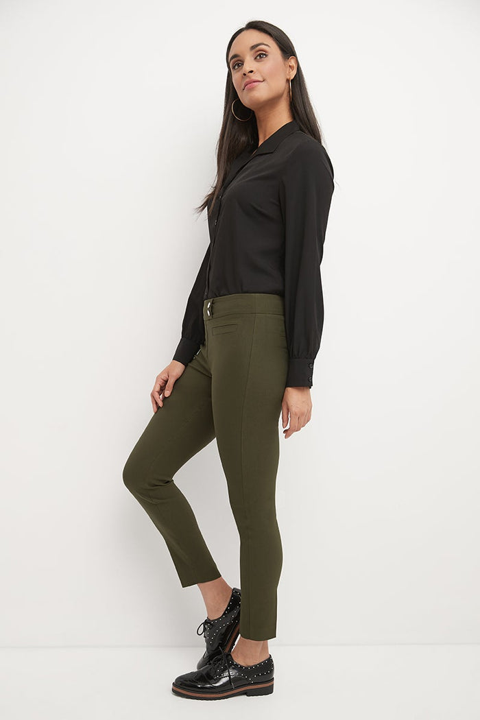 Rekucci Skinny Ankle Pants With Snaps Olive