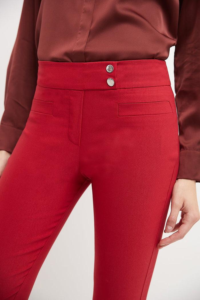 Rekucci Skinny Ankle Pants With Snaps Red