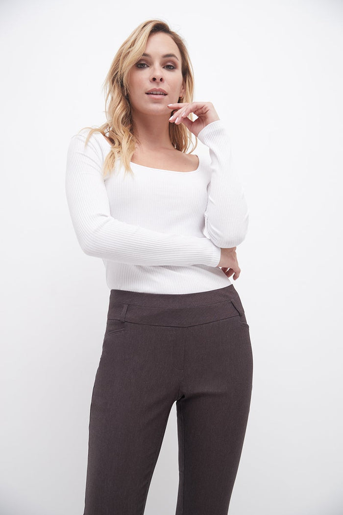 rekucci Slimming classic pants heather-brown