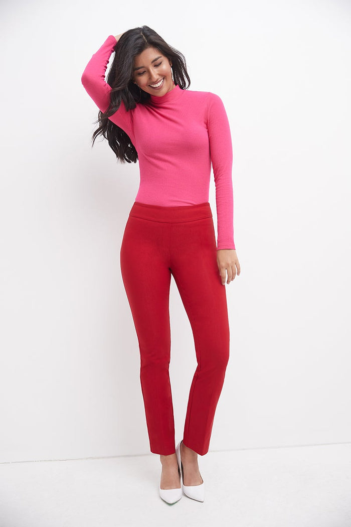 Rekucci Straight Leg Pants With Tummy Control Red
