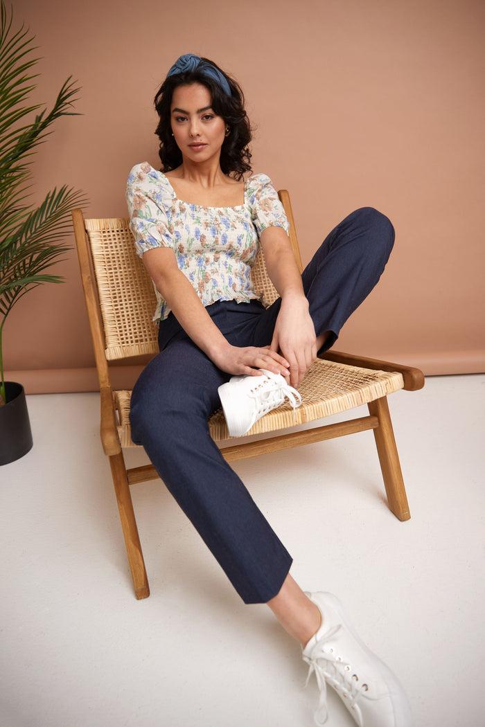 Rekucci Stretch 5 Pocket Straight Leg Pants Indigo