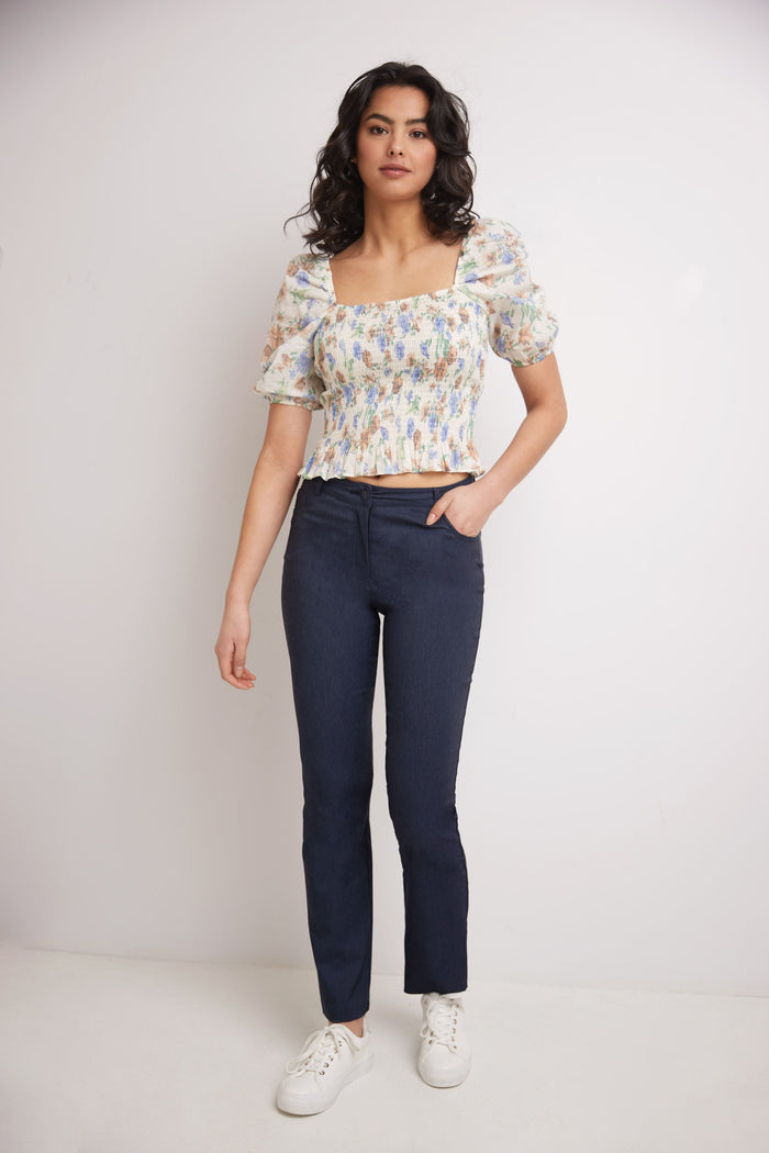 rekucci Stretch 5 pocket straight leg pants indigo