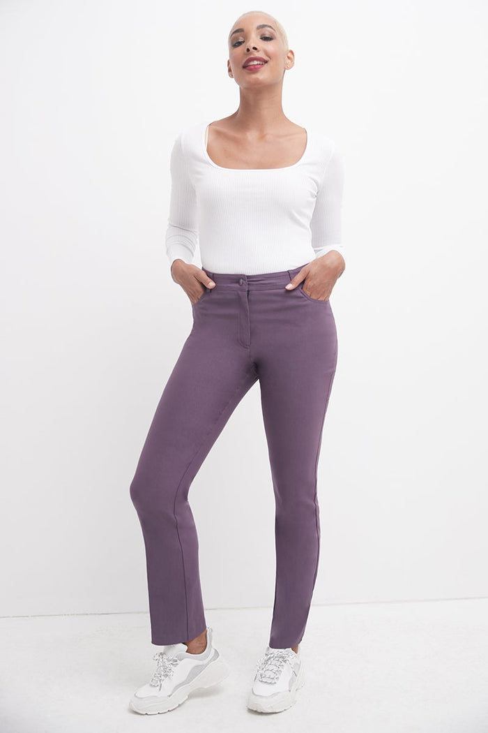 rekucci Stretch 5 pocket straight leg pants mauve