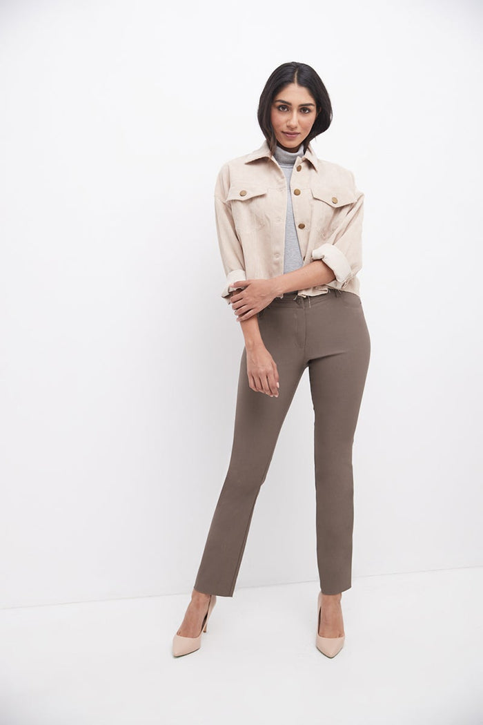 Rekucci Stretch 5 Pocket Straight Leg Pants Mocha