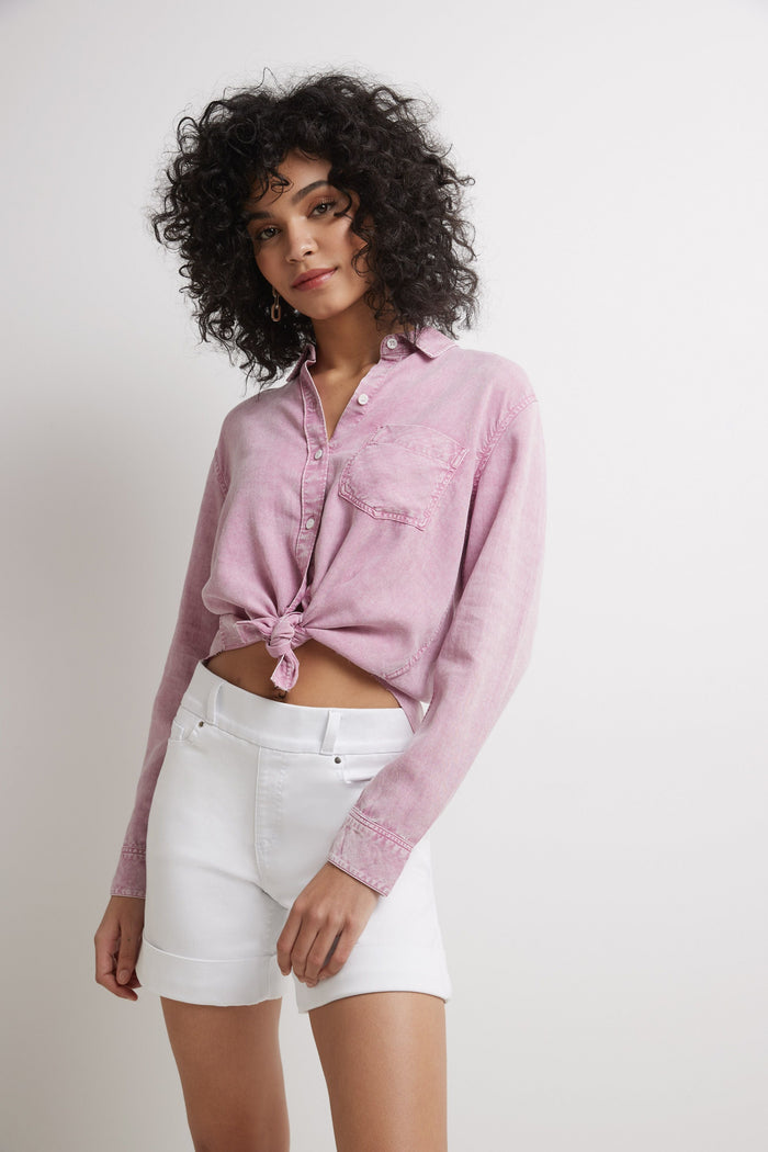 Rekucci Rekucci Women's 6 Inch Pull-On Chic Cuffed Jean Short White