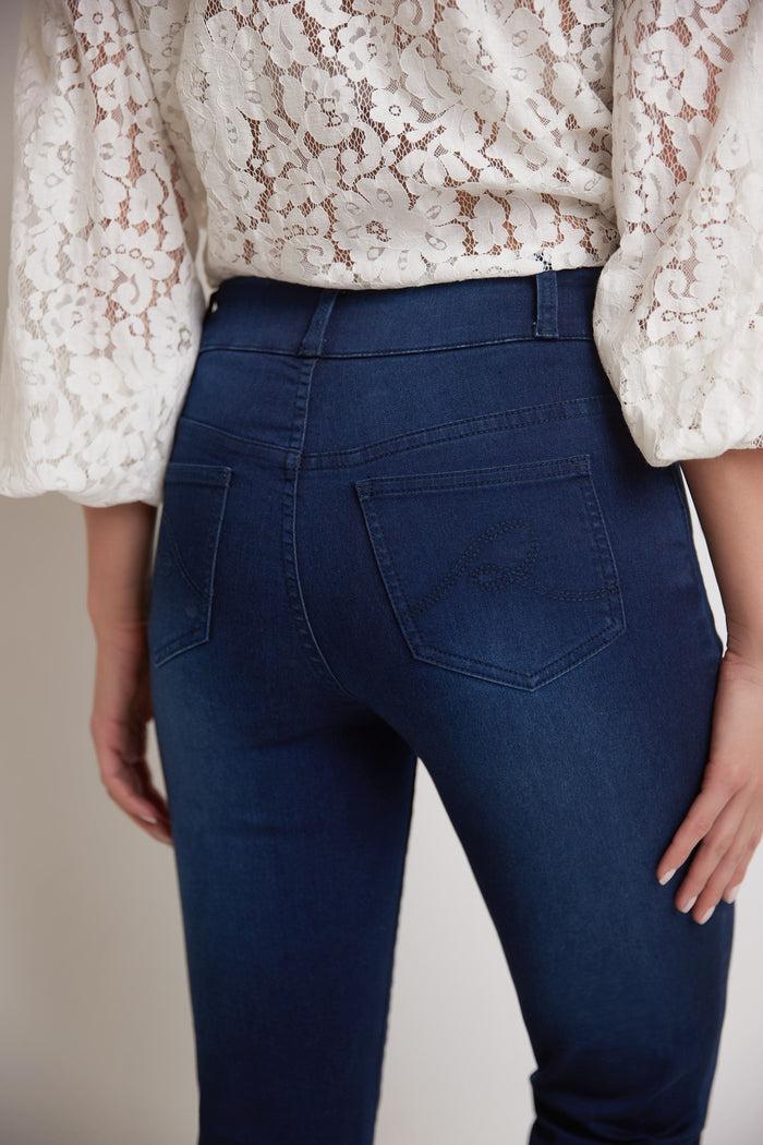 Rekucci Rekucci Women's Comfort Jean Capri With Snap Detail Ink-sandblast