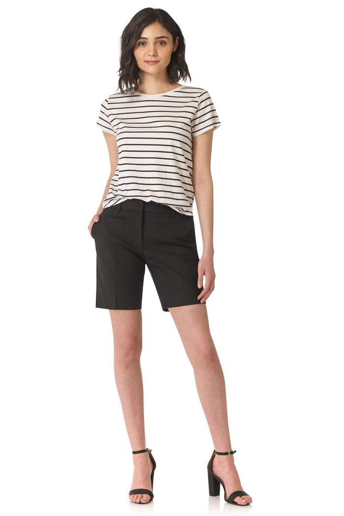 Rekucci Rekucci Women's Cotton Blend Chic Boardwalk Short With 8inch Inseam Black