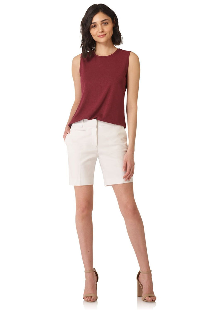 rekucci Rekucci Women's Cotton Blend Chic Boardwalk Short with 8inch Inseam white