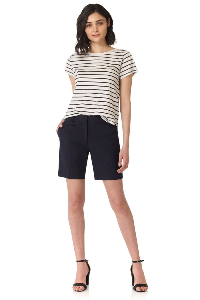 rekucci Rekucci Women's Cotton Blend Chic Boardwalk Short with 8inch Inseam navy