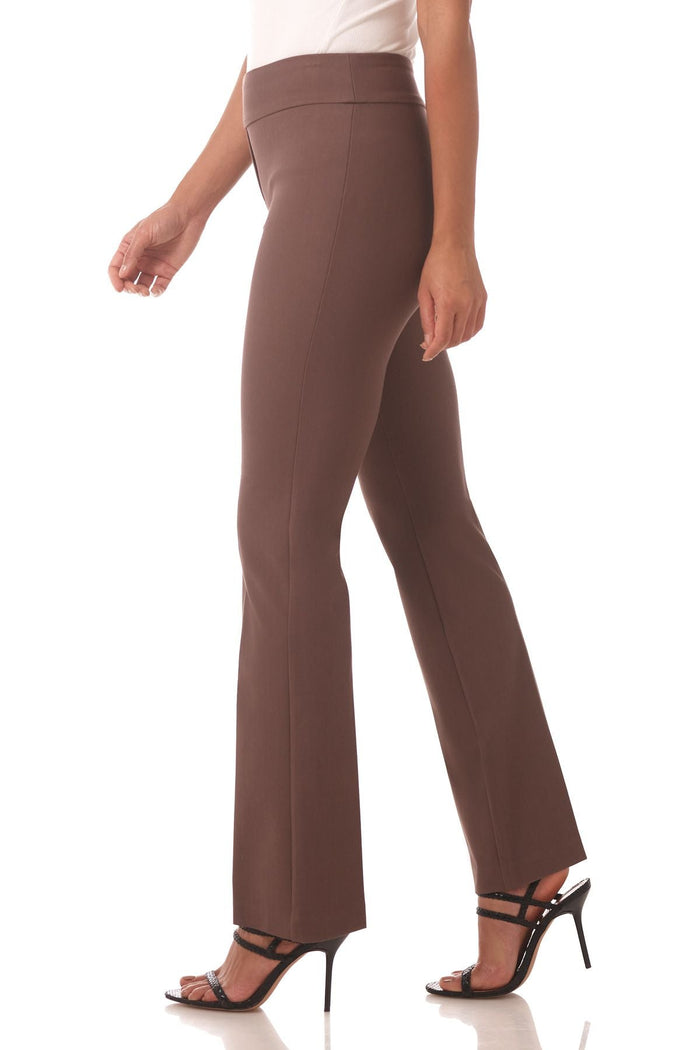 rekucci Rekucci Women's Ease Into Comfort 4 Season Knit Bootcut Pant w/ Tummy Control cocoa