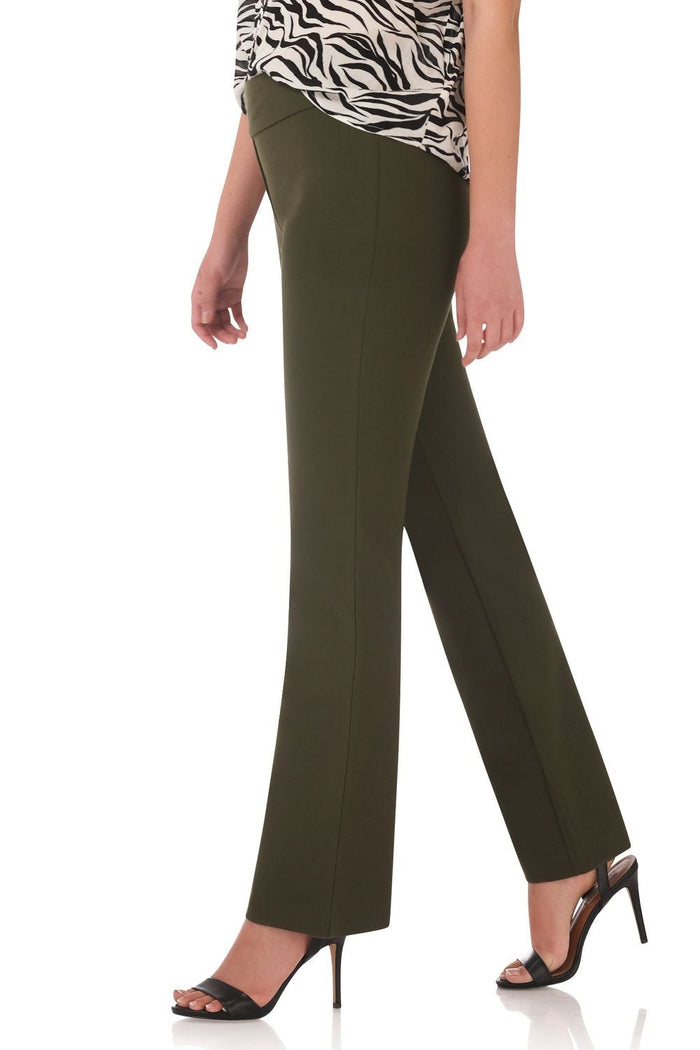 rekucci Rekucci Women's Ease Into Comfort 4 Season Knit Bootcut Pant w/ Tummy Control olive