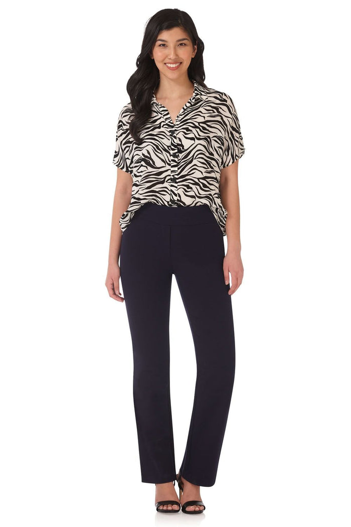 Rekucci Rekucci Women's Ease Into Comfort 4 Season Knit Bootcut Pant W/ Tummy Control Navy