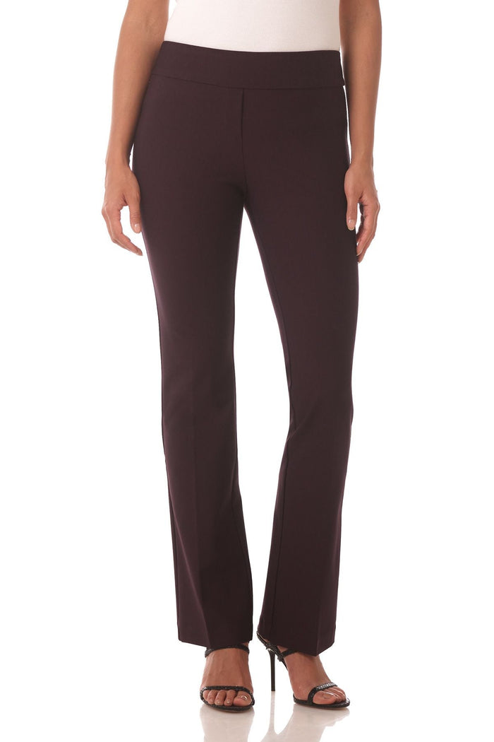 rekucci Rekucci Women's Ease Into Comfort 4 Season Knit Bootcut Pant w/ Tummy Control eggplant