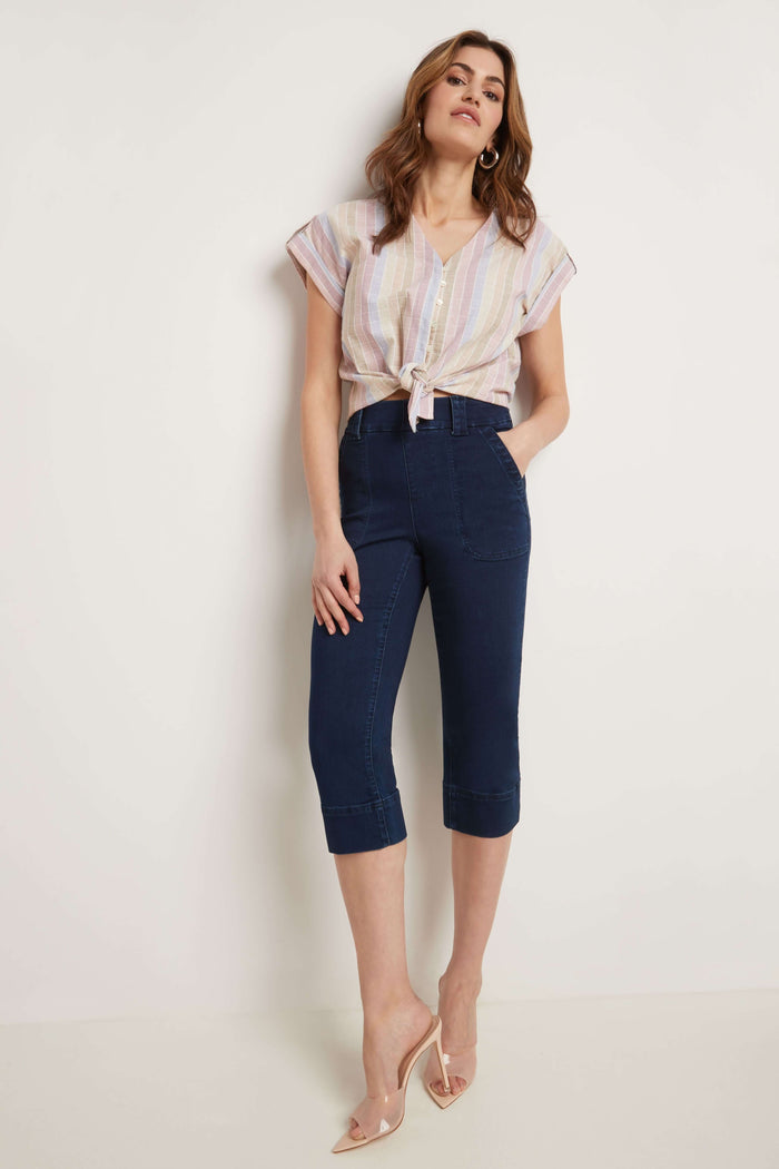 Rekucci Rekucci Women's Easy Fit Jean Capri Ink-rinse