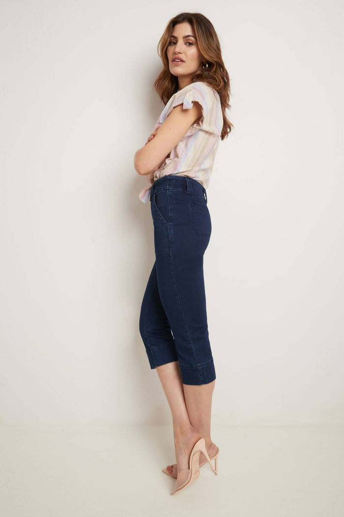 Rekucci Rekucci Women's Easy Fit Jean Capri Ink-rinse