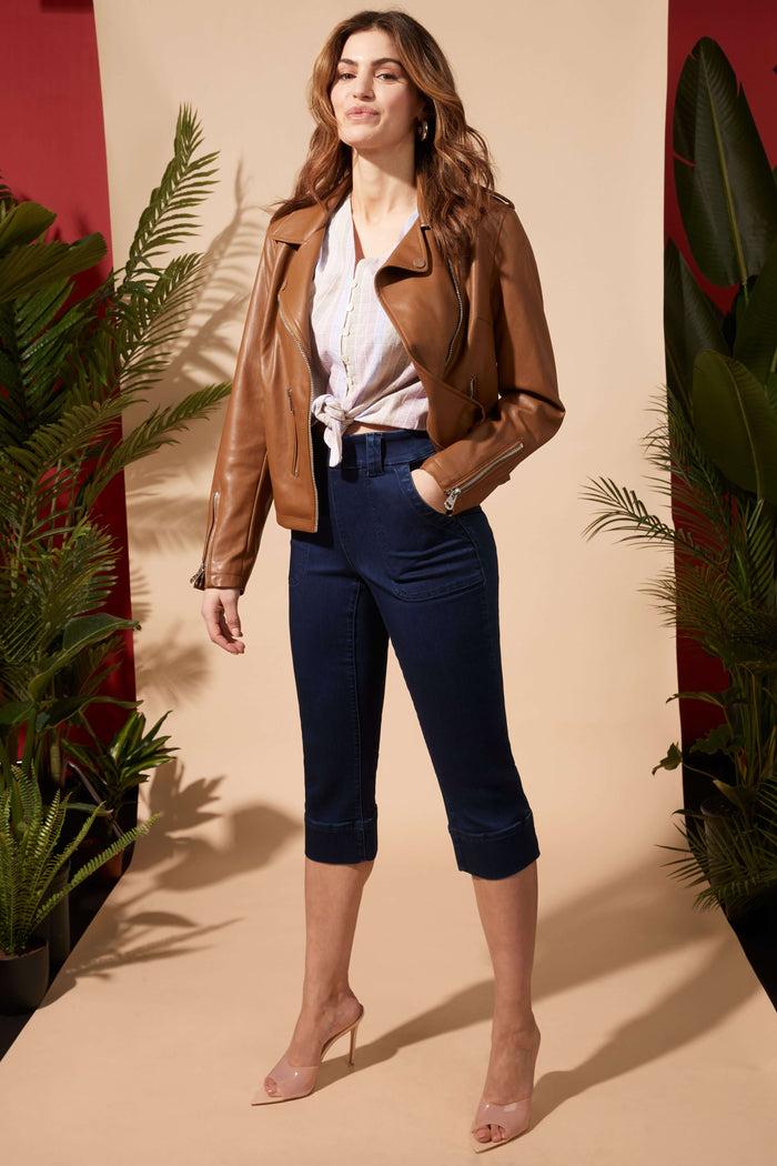 rekucci Rekucci Women's Easy Fit Jean Capri ink-rinse