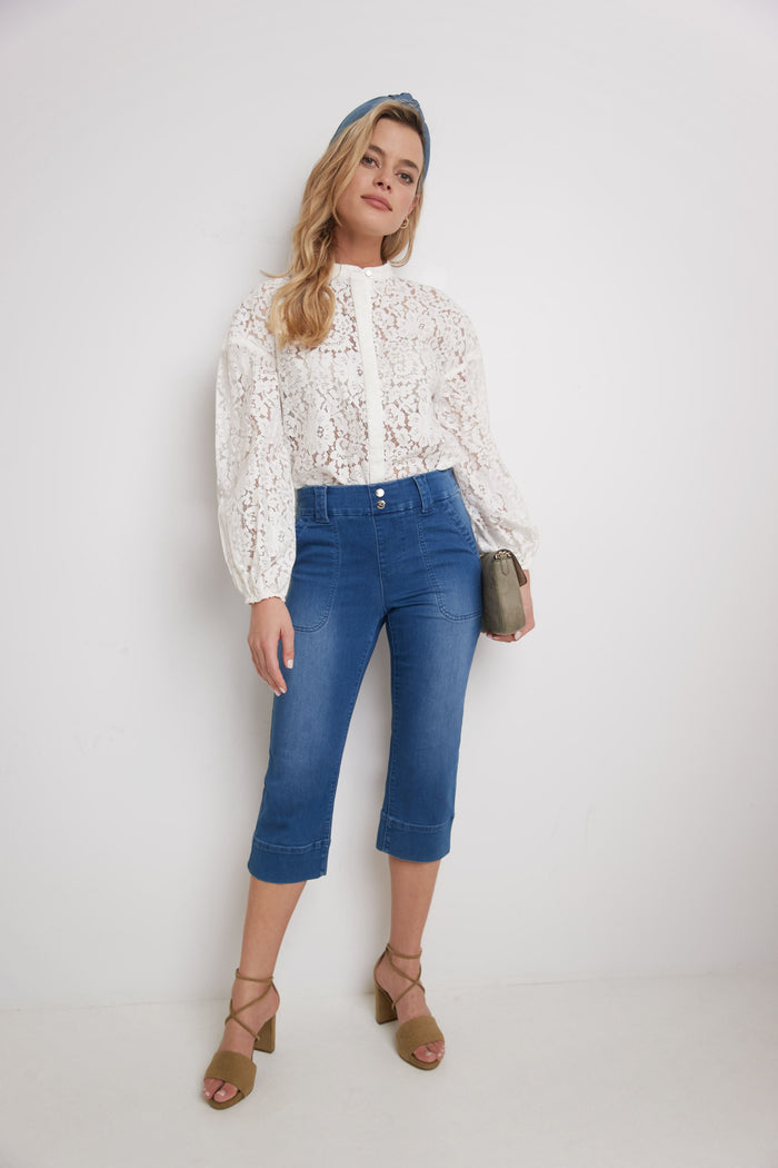 Rekucci Rekucci Women's Easy Fit Jean Capri Malibu-sandblast