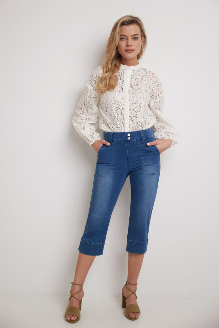 rekucci Rekucci Women's Easy Fit Jean Capri malibu-sandblast