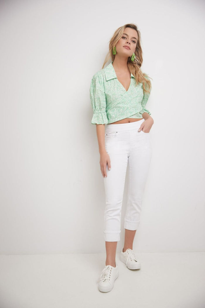 Rekucci Rekucci Women's Pull-On Skinny Fit Jean Capri With Cuff White